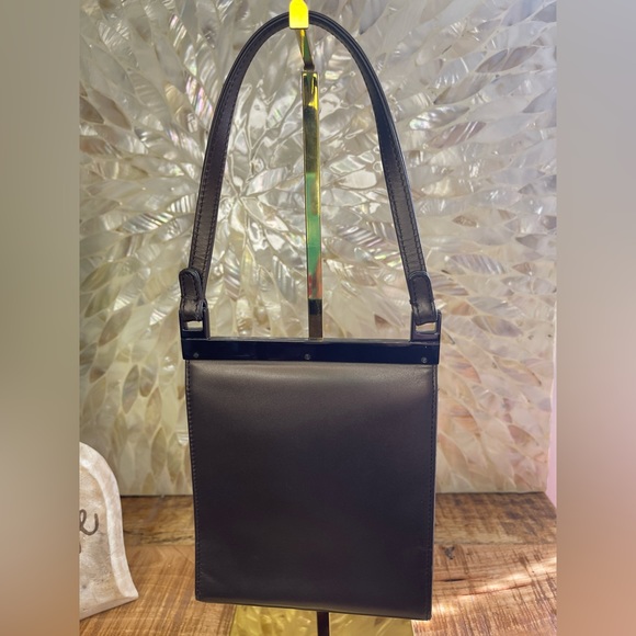 GUCCI Bronze and Metallic Leather Flap Handbag Purse - Picture 2 of 16